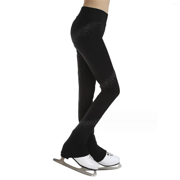 Calças unissex crianças meninos casuais calças magras meninas cintura elástica strass decorado leggings ginástica patinação trajes esportivos