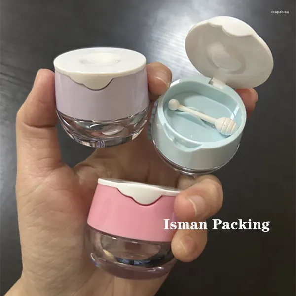 Garrafas de armazenamento 50pcs vazio recarregável rosa azul roxo lábio embalagem com escova máscara frascos bonito esfrega recipiente vara 8g