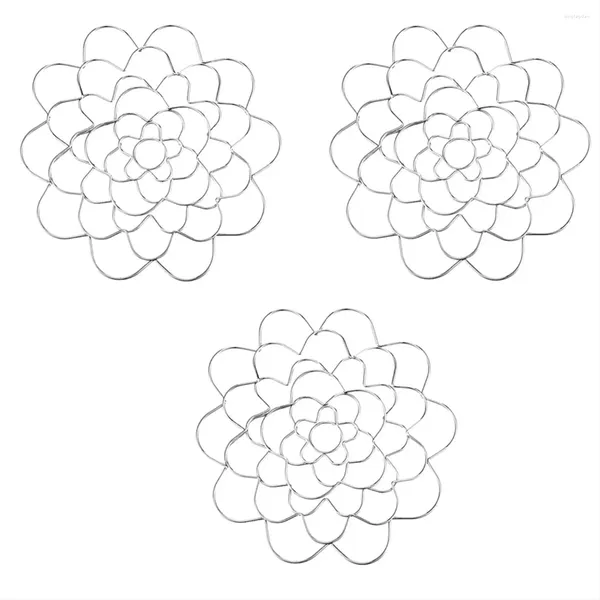 Fiori decorativi Supporto per composizioni floreali 3PC Strumento per organizzare i fili Inserto floreale in metallo Coperchio Griglia riutilizzabile Arrangiatore da 5 pollici