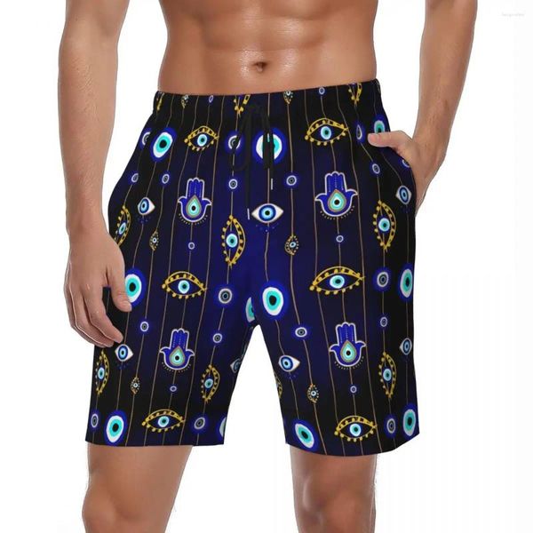 Pantaloncini da uomo Evil Eye Gym Catene estive Stampa Running Beach Pantaloni corti da uomo Tronchi oversize personalizzati alla moda traspiranti