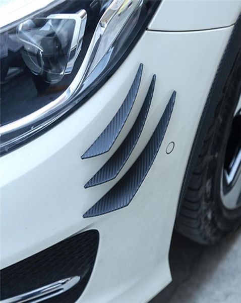 6 peças estilo fibra de carbono para-choque dianteiro do carro divisor de lábios canards7388959
