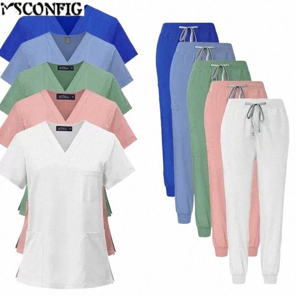 multicolorido unissex de manga curta Phcy Nurse Uniform Hospital Doctor Workwear Oral Dental Surgery Uniforms Medical Scrubs Define K7Tp #