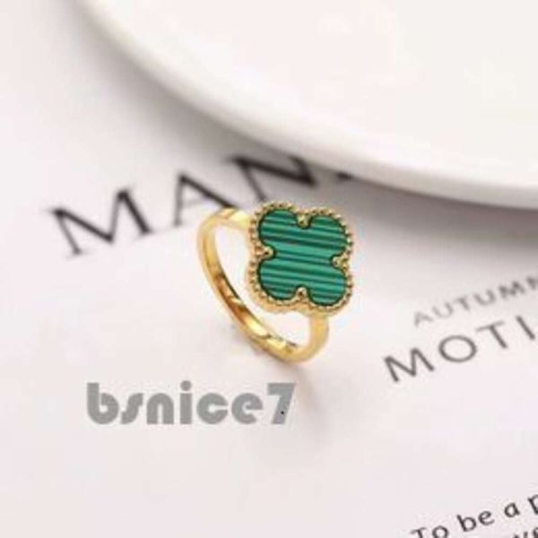 Marca de luxo trevo designer chinês anel 18k ouro verde branco vermelho preto pedra charme diamante emoção prego dedo anel de noivado jóias 1656