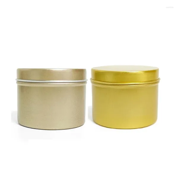 Bottiglie di stoccaggio 30 pezzi 60ml Contenitori per candele in oro opaco Scatola di metallo in latta 60x46mm Vasetti rotondi vuoti per accessori Imballaggio cosmetico Vasi in alluminio