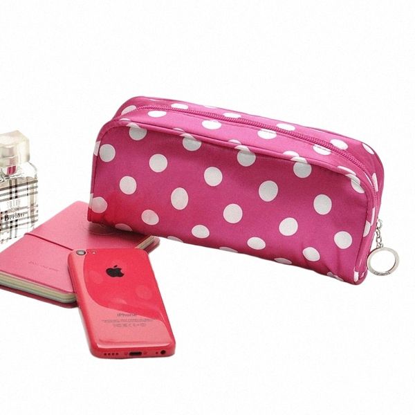 giapponese Kawaii Lg Cosmetici Borse Silk Dot Pink Marca trucco dell'organizzatore Custodia per rossetto Borsa portatile da donna piccola V9BJ #