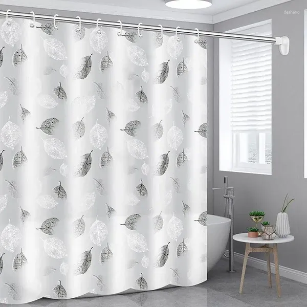 Cortinas de chuveiro PEVA cortina banheiro plástico impermeável com 12 ganchos translúcidos
