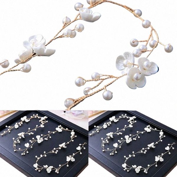 Wired Pearl Fr Copricapo da sposa Matrimonio Donna Gioielli Capelli Vite Fascia per capelli Fascia per capelli Accories 60Hk #