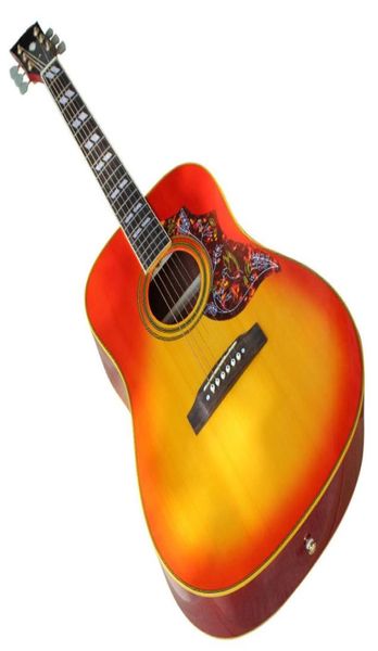 Chitarra acustica da 41 pollici con sella in osso Battipenna colorato Giallo Rilegatura bianca Può essere personalizzato4791214