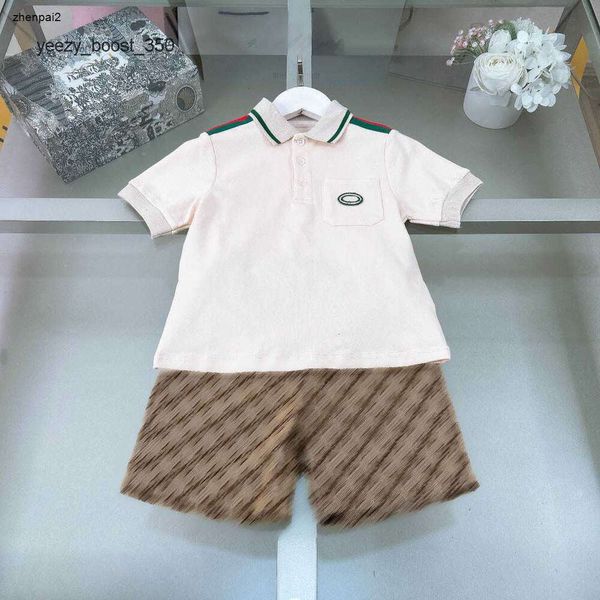 gglies T-shirt per bambini di lusso Tute per bambini ricamate Taglia 100-150 T-shirt polo con risvolto estivo e pantaloncini con stampa a griglia Jan20