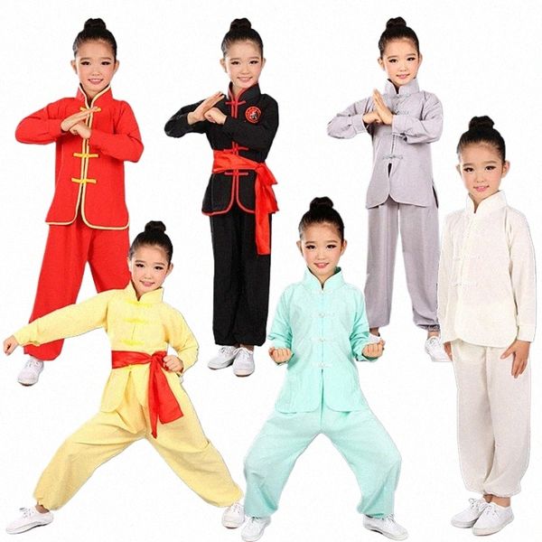 Crianças Wushu Roupas Menina Menino Chinês Traditial Kung Fu Uniforme Crianças Tai Chi Roupas para Masculino Tang Taiji Roupas 89 t0ah #