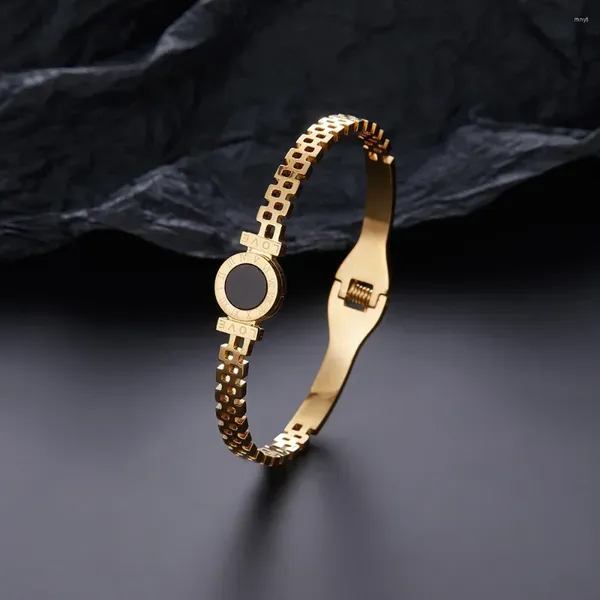 Bileklik Kişilik Bilezikleri Kadınlar için Silah Renk Yuvarlak Roman Sayıları Kesme Bangles Unisex Mücevher Aksesuar Hediye Kız Arkadaş