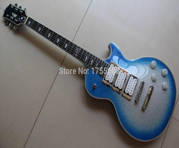 Yeni en yüksek kaliteli as Frehley İmza 3 Pikaplar Elektro Gitar Flaş Metalik Gümüş Mavi 5 120715917349