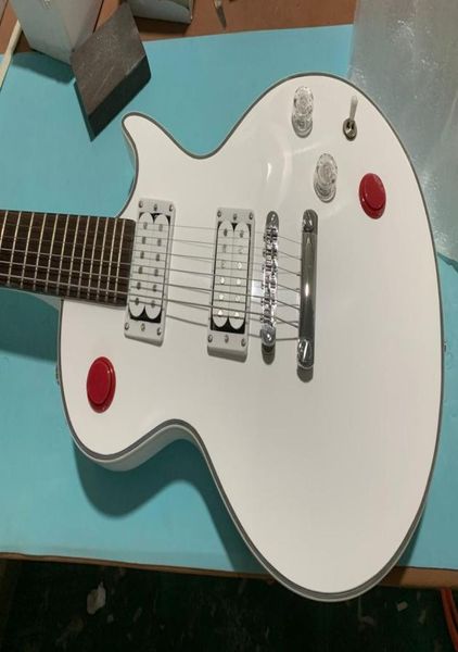 Nadir Buckethead Studio Bariton Gitar Kırmızı Düğmesi Arcade Düğmesi Kill Switch Alpine Beyaz Ele Guitar9028513