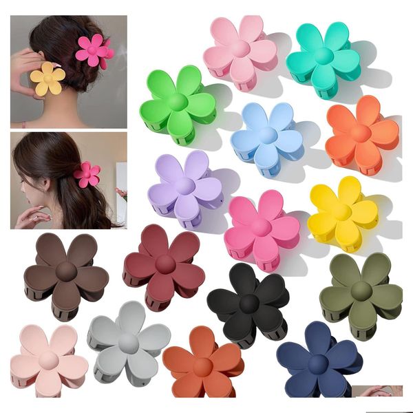 Accessori per capelli Accessori per capelli Moda Donna Ragazza Artigli di plastica Nastro Morsetti per granchio Fascino Tinta unita Forma di fiore Lady Capelli piccoli Dhcps