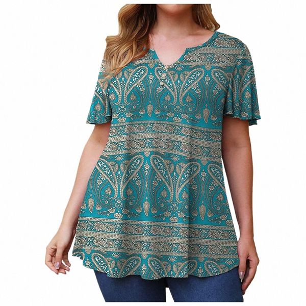 T-shirt da donna estiva sciolta a maniche corte vintage magliette stampate con sede femminile mm plus size donne abbigliamento di grandi dimensioni m7x0#