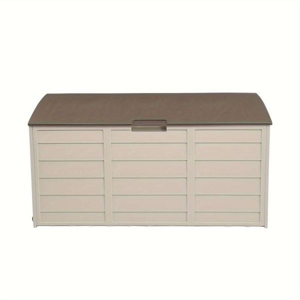 1 Stück Outdoor-Garten-Kunststoff-Deckbox, Aufbewahrungstruhe mit großem Fassungsvermögen, für Werkzeuge, Kissen, Spielzeug, abschließbarer Bank-Yard-Organizer (75 gal 110,00 lb)