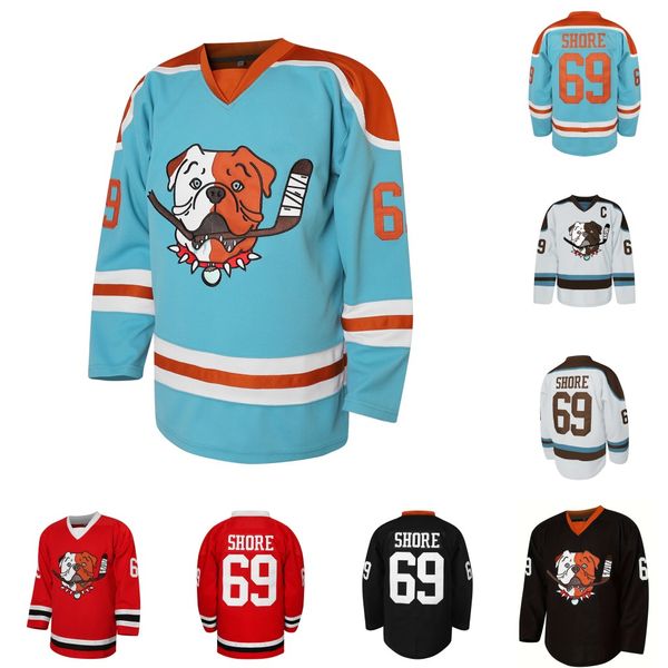 Auf Lager 69 Shoresy SudBery Blueberry Letterkenny Eishockeytrikot Rot Schwarz Blau