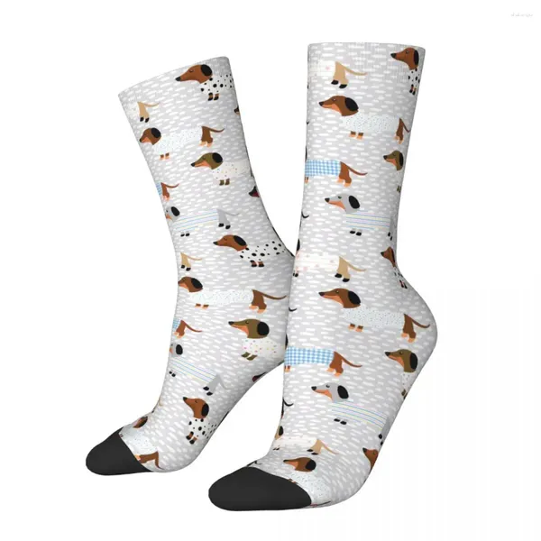 Herrensocken Happy Retro Cute Cartoon Dogs Crazy Unisex Dackel Hund Harajuku Nahtlos bedruckt Neuheit Crew Socke Jungen Geschenk