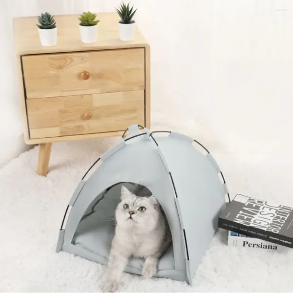 Transportadores de gatos Removível Pet Tent Bed Suprimentos Respirável Lavável Cats House Soft com Tapete Teepee Interior