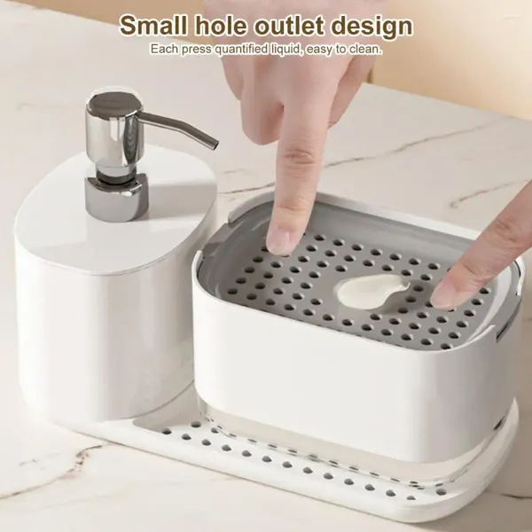 Dispenser di sapone liquido Organizzatore multifunzionale per lavello da cucina ricaricabile con supporto per spugna Piatto base antiscivolo per la casa