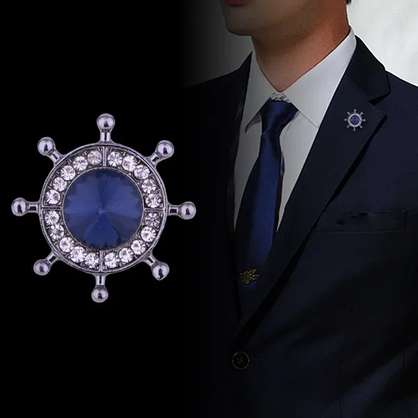 Broches de alta qualidade masculino britânico navio âncora colar pino pequeno barco leme broche mini terno acessórios presentes