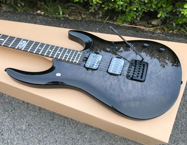 JP6 JPX JohnPetrucci Chitarra elettrica nera Top in acero trapuntato Paletta abbinata Hardware nero Tremolo Cordiera8137837