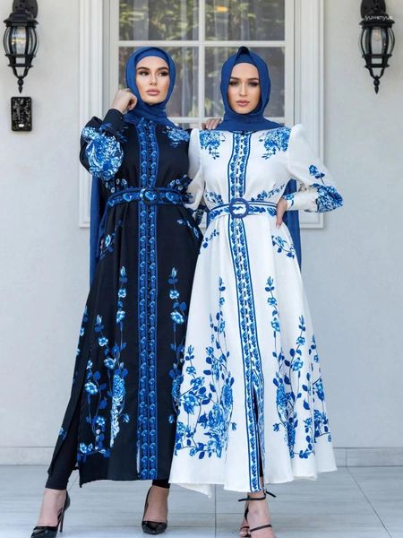 Roupas étnicas Muçulmano Abaya Índia Turquia Vestidos Mulheres Elegante Diamante Casamento Noite Vestido de Festa Lace Belted Marrocos Caftan Robe