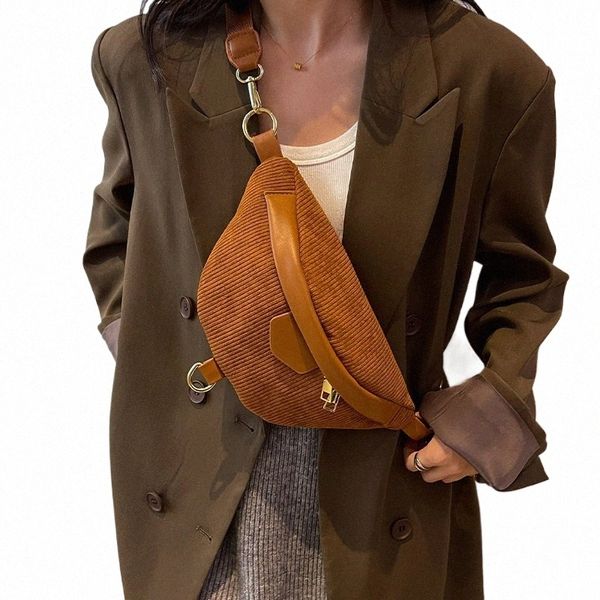 Casual veludo crossbody saco para mulheres fanny pacote de cintura simples viagem phe bolsa grande lona cintura saco banana hip cinto saco p1xH #
