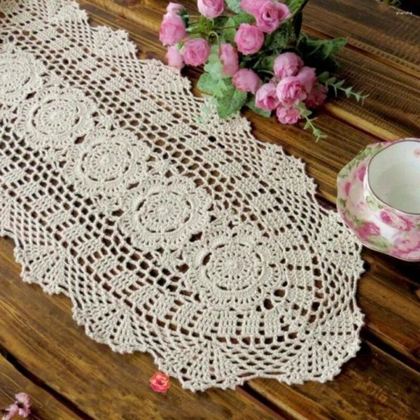 Masa bezi vintage tığ işi masa örtüsü doily pamuk çiçek oval kapak paspasları pedler toz geçirmez ev dekor mutfak yemek bar piknik erişim