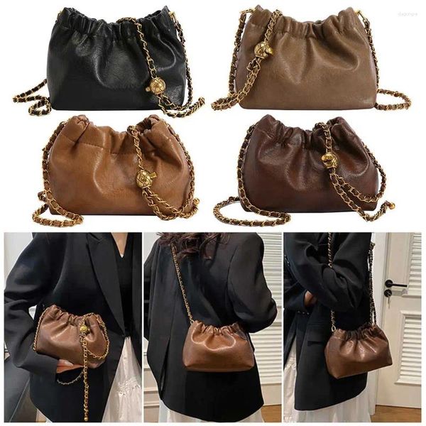 Omuz çantaları kadınlar zincir çanta pu deri çapraz gövde tote bulut pleated hobo çanta askı günlük dating cüzdan