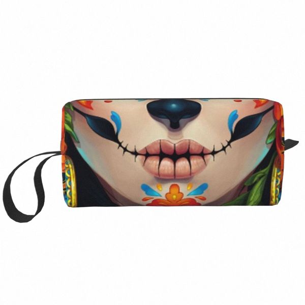 Catrina Borsa per il trucco per le donne Borsa da viaggio per cosmetici Kawaii Sugar Skull Storage Borse da toilette C2VI #