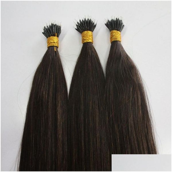 Extensões de cabelo pré-ligadas em linha reta Micro Grânulos Peruano Remy Nano Anel Links Humano Grosso Bottom14 24 1 0G S 100G 200Gr 300Gr Muitos Col Dhdyp