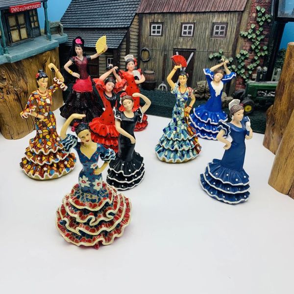 Estatuetas decorativas espanha 3d resina flamenco dançarino ornamentos decoração diy escultura de mesa artigos artesanato presentes