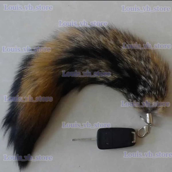 Chaveiros Lanyards Womens Bag Charm Tail Chaveiro Long Fox Fur Tail Bolsa Pavilhão Pingente Acessórios Saco Chaveiro Fur Charm T240330