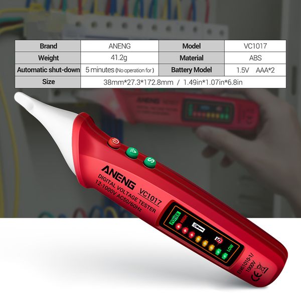 Aneng Nichtkontaktstiftstil LED-Leuchten Elektrische Werkzeuge Sensor-Tester Alarm Intelligent Wechselstromauslassspannungsmesser Voltmeter