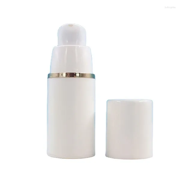 Garrafas de armazenamento 15ml 30ml 50ml Garrafa de vácuo de emulsão PP Branco Protetor solar Recipiente cosmético Maquiagem de viagem Bomba de loção recarregável 20pcs