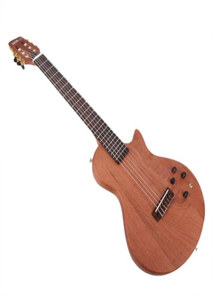 Viagens silenciosas elétrica clássica guitarra clássica corda de nylon de madeira sólida construída em efeito portátil1527870