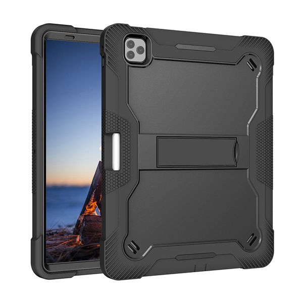 Capa resistente para tablet para iPad Pro 12.9(18/20/21/22) Armadura para tablet, capa protetora híbrida de gel de silicone à prova de choque 3 em 1 com suporte