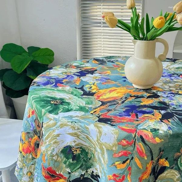 Pano de mesa americano luz luxo retro pintura a óleo jantar tapete tecido à prova de poeira r4x2095