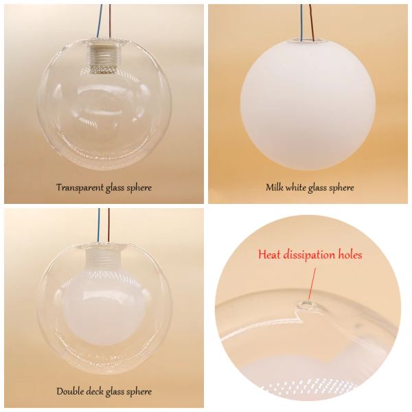 Sandyha Clear Glass Ball per Chandeliers Ball in palla Fumy Gass Ball per lampada a sospensione Balla di vetro ambra per Cioncant Light G9