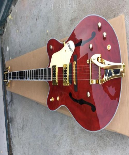 Custom Gre G61221962 Marrone Chet Atkins Country Jazz Semi Hollow Body Marrone Chitarra elettrica Bigs Tremolo Bridge Hardware dorato Drop9433728