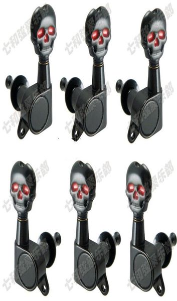 3R3L schwarzes Gitarrenzubehör für Akustikgitarrensaiten Totenkopfknopf Stimmwirbel Tasten Stimmgerät Mechaniken Gitarrenteile1114157