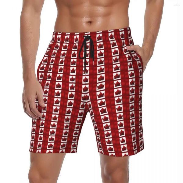 Herren-Shorts, Kanada-Flaggen, Fitnessstudio, Sommer, klassische Flagge, Sport, Surfen, Strand, kurze Hosen, Herren, schnell trocknendes Design, große Badehose