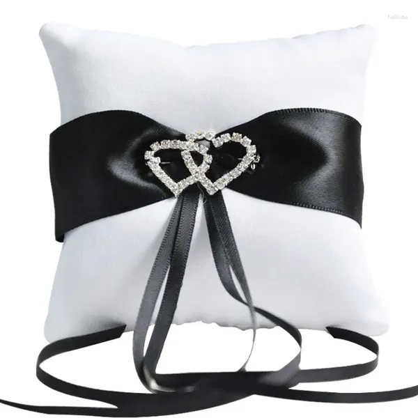 Decoração de festa 10cm 15cm 20cm flor preta anel de casamento travesseiro renda guarnição bolso pérola almofada