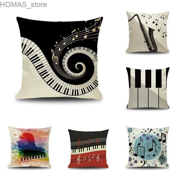 Travesseiro 45x45cm Piano -chave Notas maravilhosas de casos decorativos sofá de arte peça de sede de escritório capa de capa de casa Y240401