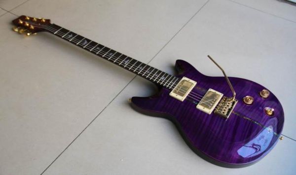 Ganze Gitarren Custom Santana Model E-Gitarre Abalone Inlay In Purple Burst 1201106457018