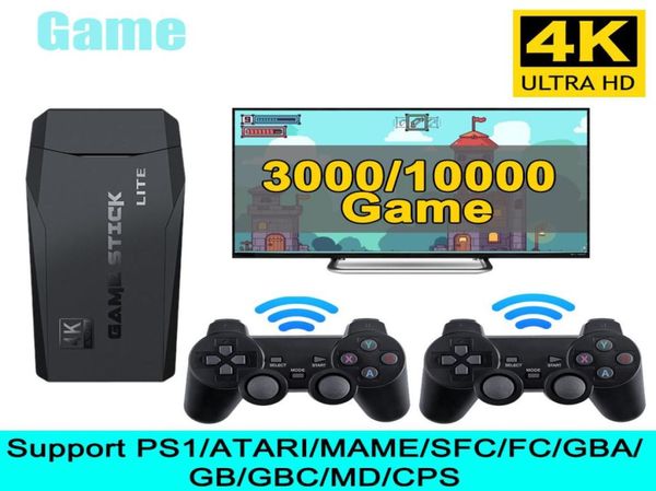Console de videogame sem fio 4K HD Display em TV Projetor Monitor Clássico Retro 64GB 10000 Jogos Duplo Controller3497345
