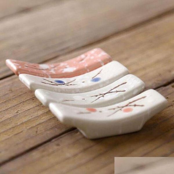 Bacchette in stile giapponese in ceramica con design a fiocco di neve Porta bacchette da cucina per la casa Supporto per cura Gadget Strumenti Sxjun21 Consegna a goccia Ga Dhezy