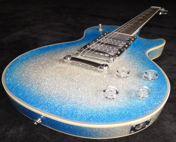 Custom Poker Face Ace Frehley Signature Big Sparkle Metallic Blue Burst Silver Электрогитара 3 звукоснимателя Зеркальная крышка анкерного стержня2057974