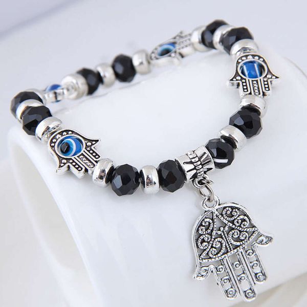 Elegante e simples Devils Eye Cristal Versátil Metal Palma Pingente Pulseira Personalizada